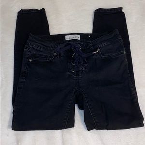 LOFT Modern Skinny Black Jeans with Lace Tie